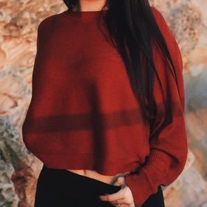 burnt orange crop ribbed sweater